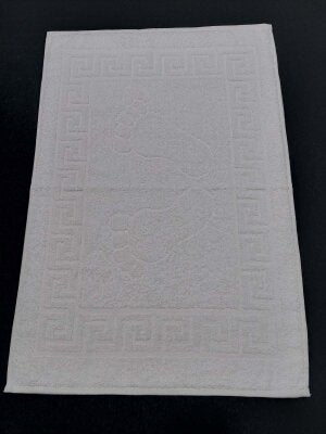 12'li Otel Banyo Paspası Beyaz 50x70 cm | Ayak İzli %100 Pamuklu Bukle Ayak Havlusu