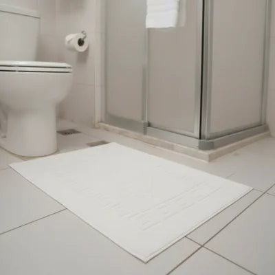 12'li Otel Banyo Paspası Beyaz 50x70 cm | Ayak İzli %100 Pamuklu Bukle Ayak Havlusu