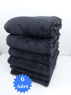 Boya Tutmaz Mikrofiber Kuaför Havlusu 6'lı Siyah 50x90 cm | Saç Açıcıya Dayanıklı