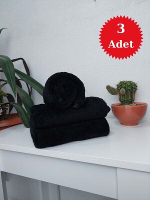 Siyah Kuaför Havlusu 3'lü Set 50x90 | Mikrofiber Boya Tutmaz Hijyenik Havlu
