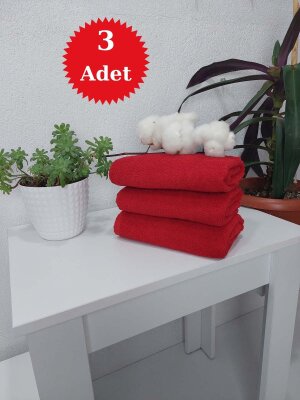 Kırmızı Kuaför Havlusu 3'lü Set 50x90 cm | Berber, Sporcu, Baş Havlusu | Hızlı Kurur