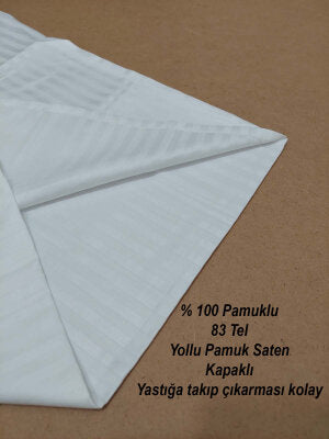 6'lı Otel Yastık Kılıfı Beyaz 50x70 cm | Yollu Pamuk Saten Kapaklı Otel Tekstili