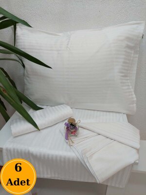 6'lı Otel Yastık Kılıfı Beyaz 50x70 cm | Yollu Pamuk Saten Kapaklı Otel Tekstili