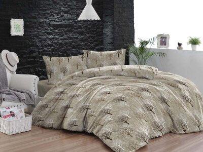 Çift Kişilik Nevresim Takımı 4510 Kahverengi 200x220 | Kutulu Basic Pamuklu Uyku Seti