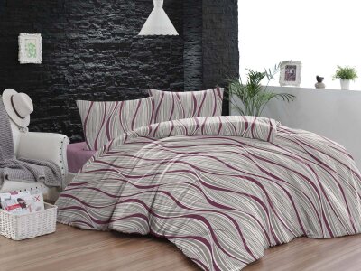 Çift Kişilik Nevresim Takımı 5247 Mürdüm 200x220 | Pamuklu Basic Yatak Seti