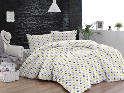Tek Kişilik Nevresim Takımı 4507 Sarı 160x220 | Pamuklu Basic Canlı Renk Genç Odası Seti