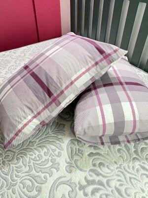 Dokuma Yastık Kılıfı 2'li Set 50x70 cm | Ekose Kapaklı Pamuklu Dekoratif Kılıf