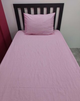 Açık Pembe Lastikli Çarşaf Seti Tek Kişilik | Kaymaz, Solmaya Dayanıklı