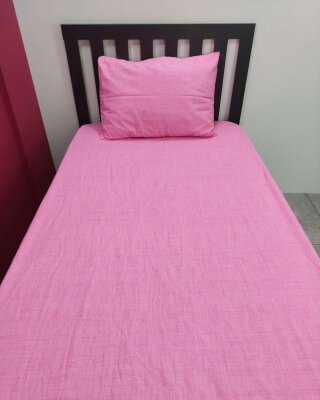 Pembe Fırça Desen Lastikli Çarşaf Seti Tek Kişilik | Kaymaz, Solmaya Dayanıklı