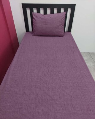 Koyu Mürdüm Fırça Lastikli Çarşaf Seti Tek Kişilik | Kaymaz Solmaya Dayanıklı