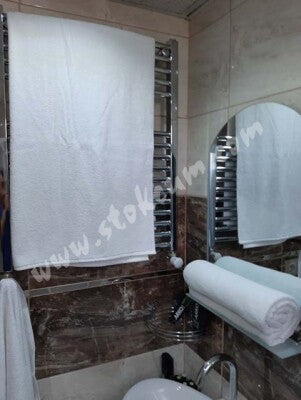 6'lı Otel Banyo Havlusu Beyaz 90x145 cm | Büyük Boy %100 Pamuk Kalın Vücut Havlusu