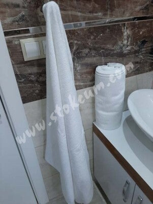 6'lı Otel Banyo Havlusu Beyaz 90x145 cm | Büyük Boy %100 Pamuk Kalın Vücut Havlusu