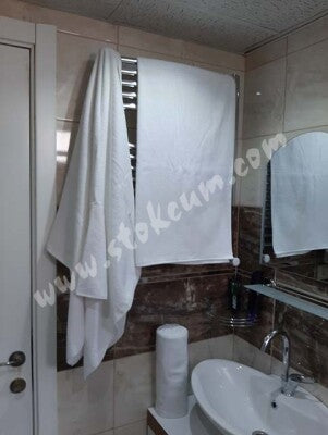 6'lı Otel Banyo Havlusu Beyaz 90x145 cm | Büyük Boy %100 Pamuk Kalın Vücut Havlusu