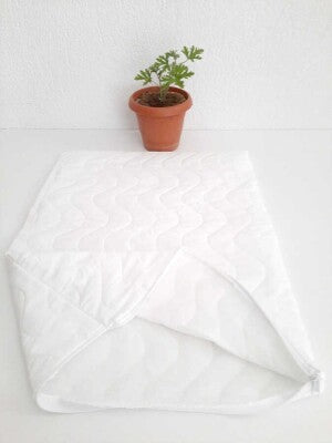 2'li Kapitoneli Yastık Koruyucu Alez Beyaz 50x70 cm | Fermuarlı Hijyenik Pamuklu Kılıf