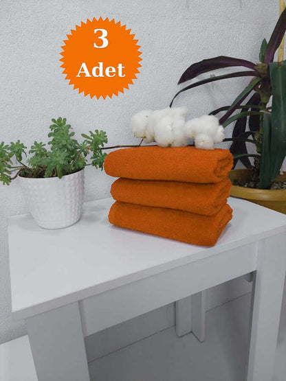 Turuncu Kuaför Havlusu 3'lü Set 50x90 cm | Berber, Sporcu, Baş Havlusu | Hızlı Kurur